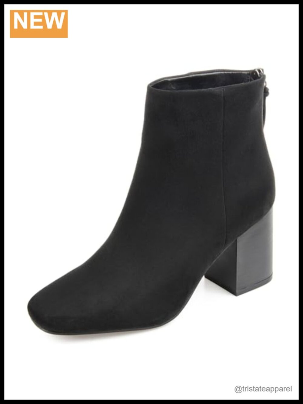 Women's Comfort Foam Vegan Leather Square Toe Ankle Boots Zip Closure Stacked